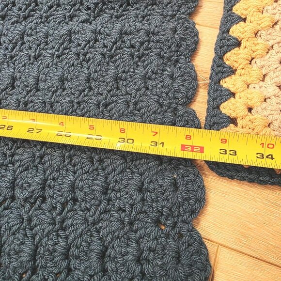 Hand Made Crocheted Baby Blanket Hat Beanie Booties Lovey Blue Gray Tan - Picture 6 of 7